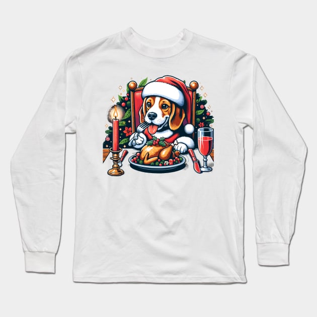 Beagle Dog Christmas Meal Long Sleeve T-Shirt by Graceful Designs